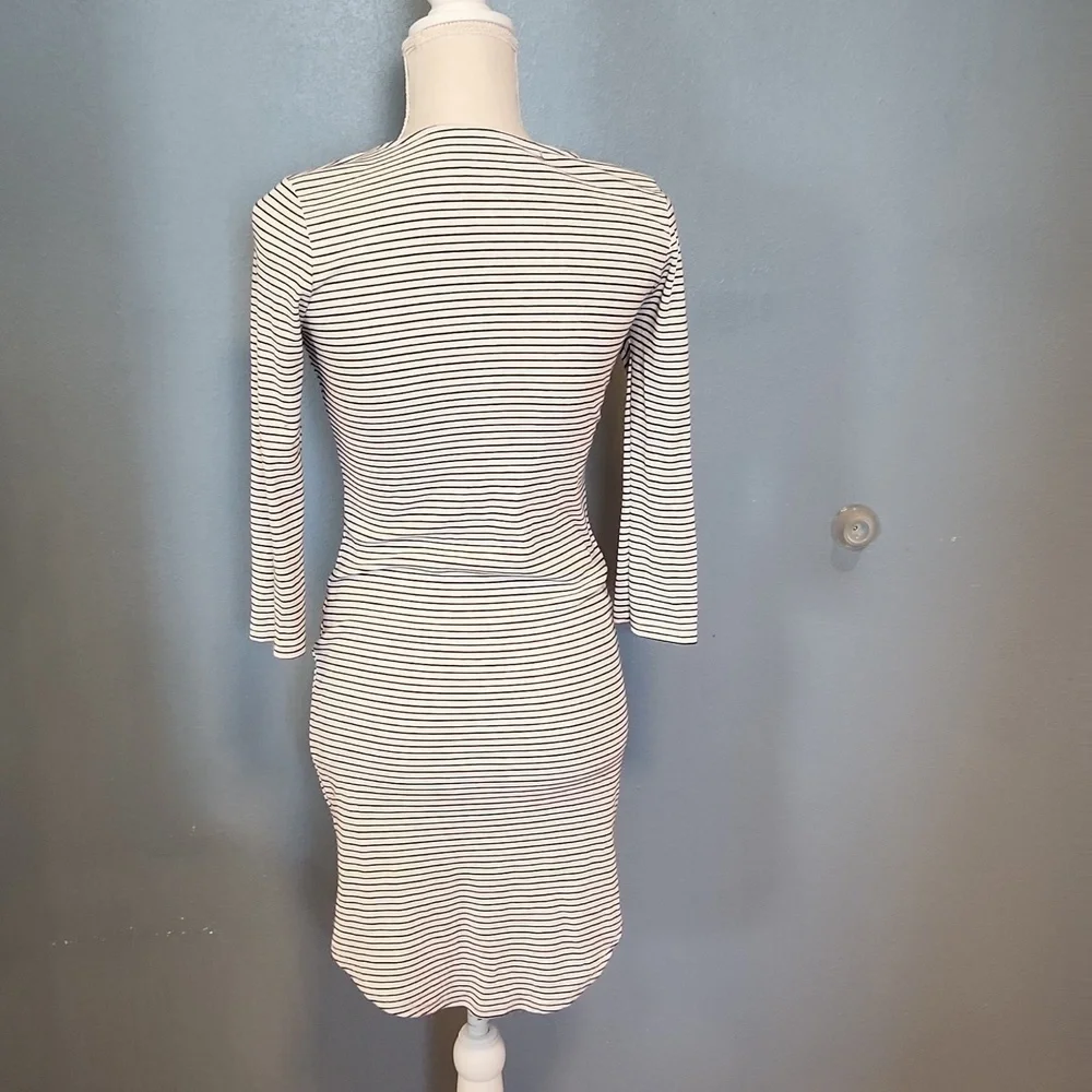 Jacob supply midi length y2k Retro striped crisscross vneck shift dress - Picture 5 of 8